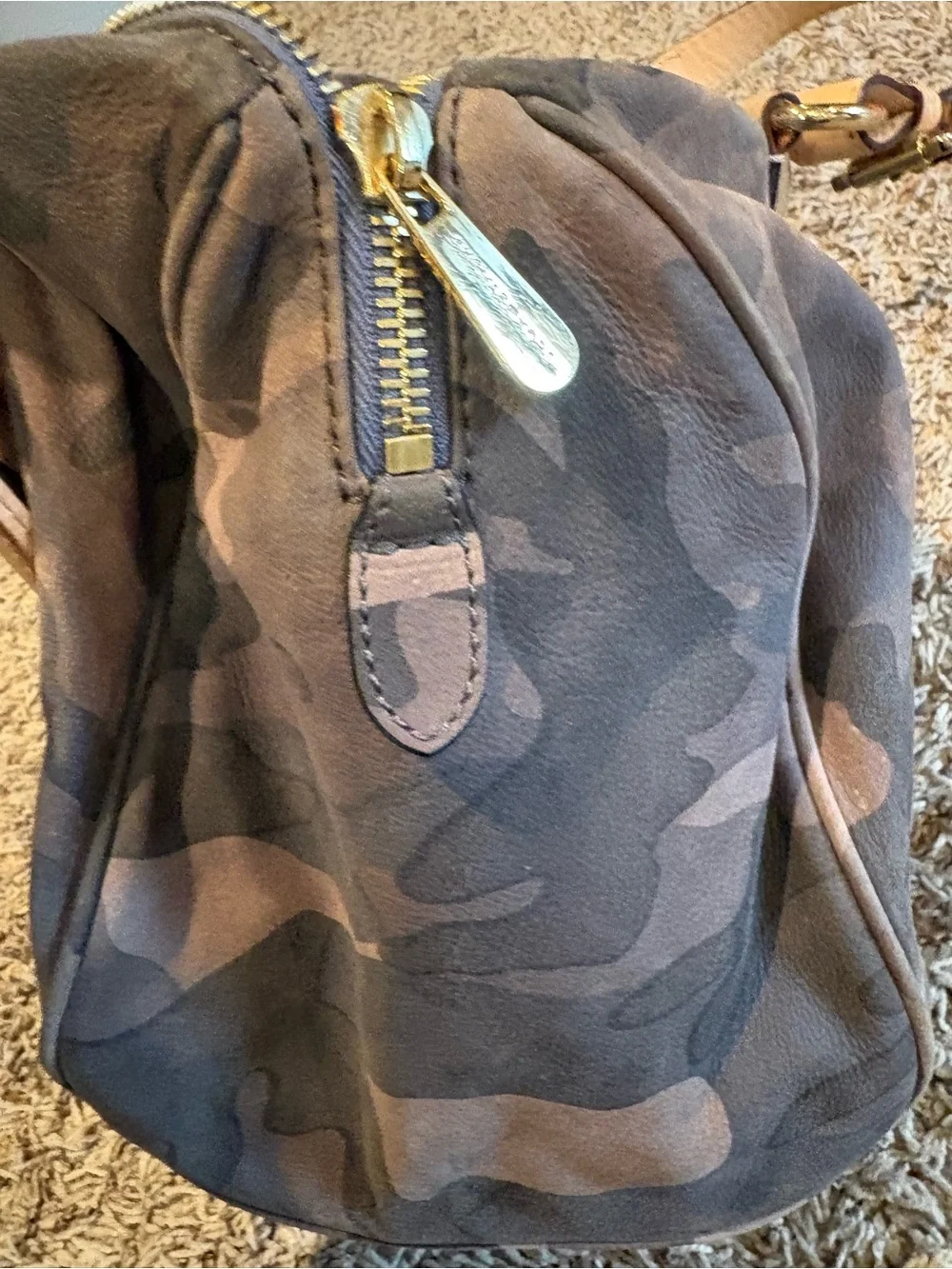Michael Kors Taupe & Beige Camo Leather Bag